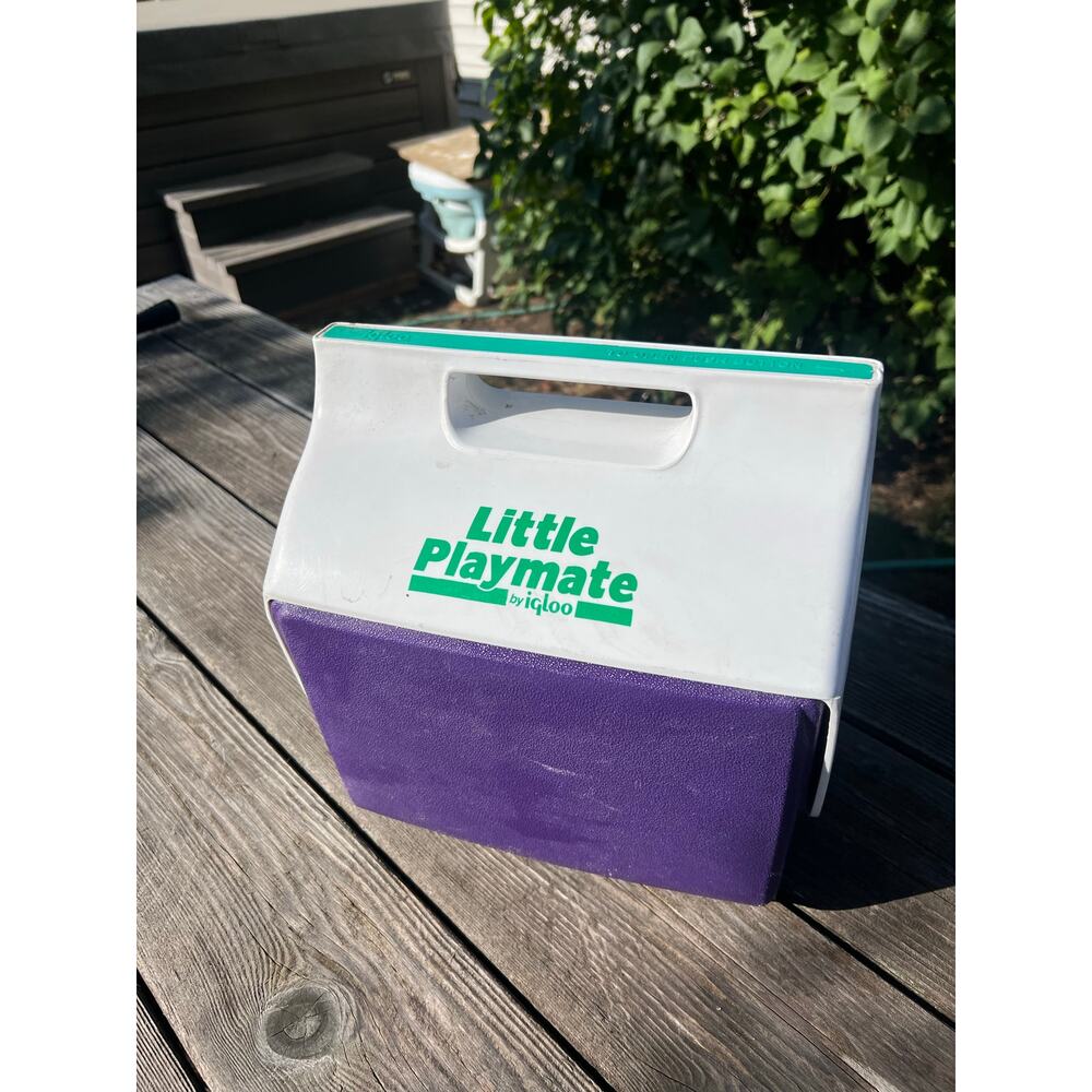 Vintage 1990's Igloo Little Playmate Lunch Cooler Purple Turquoise Teal 6 pack